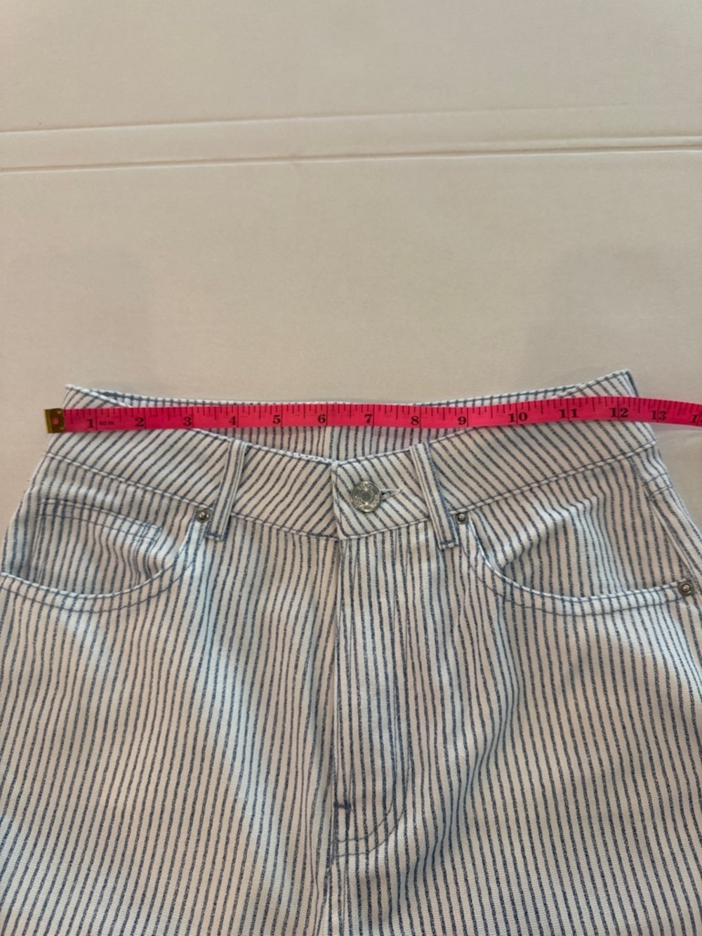 Zara Womens Blue & White Pinstripe Chinos - Picture 3 of 10